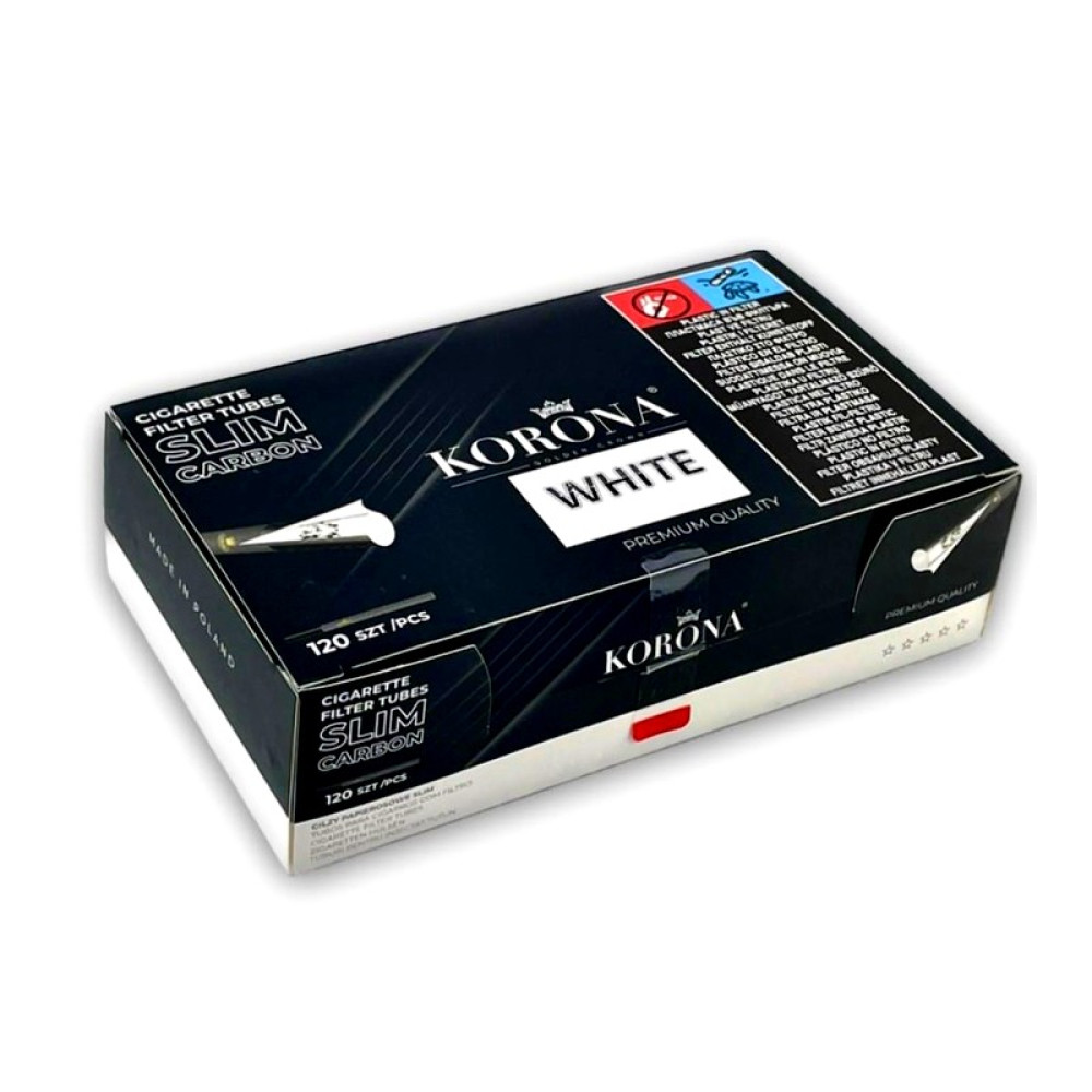 Цигаркові гільз KORONA CARBON WHITE білі слім Цигаркові гільз KORONA CARBON WHITE білі слім